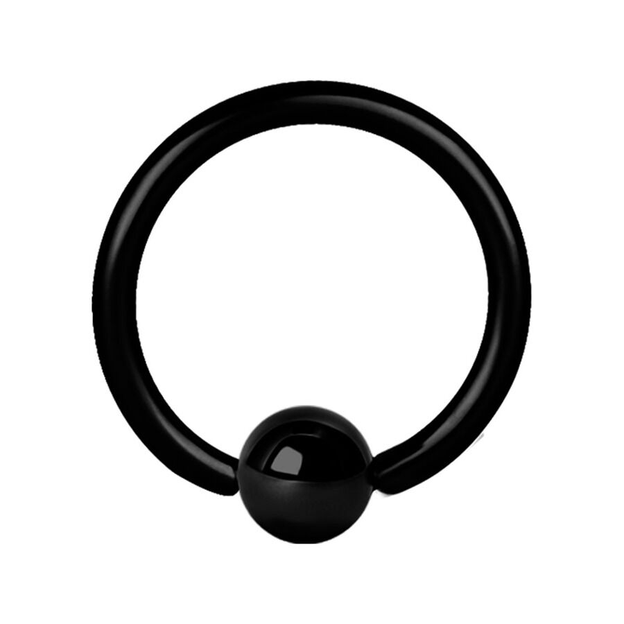 Anneau Continu Noir 0,8mm avec 6mm de Diamètre Anneau de fermeture à bille continu noir en acier chirurgical, épaisseur 0,8 mm, diamètre intérieur 6,0 mm sur fond blanc