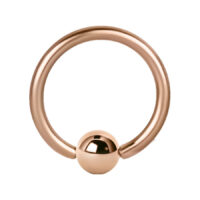 Anneau à bille en or rose 1,0 mm Anneau à bille en or rose avec une épaisseur de 1,0 mm et un diamètre intérieur de 9,0 mm sur fond blanc