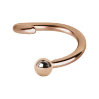 Anneau de piercing en or rose 1,0 mm d'épaisseur Anneau de fermeture à bille continue en or rose en acier chirurgical avec fermeture à bille sur fond blanc