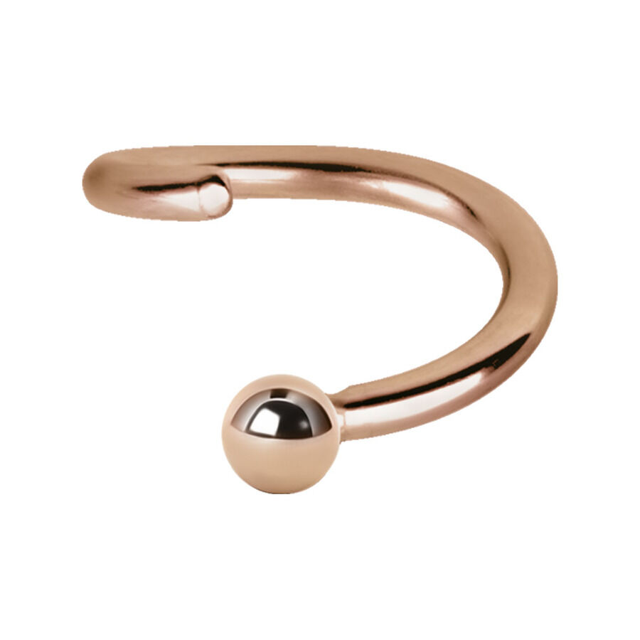 Anneau de piercing en or rose 1,0 mm d'épaisseur Anneau de fermeture à bille continue en or rose en acier chirurgical avec fermeture à bille sur fond blanc