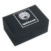 Boîte à bijoux Wildcat noire avec logo Boîte à bijoux rectangulaire noire avec logo Wildcat blanc sur le couvercle