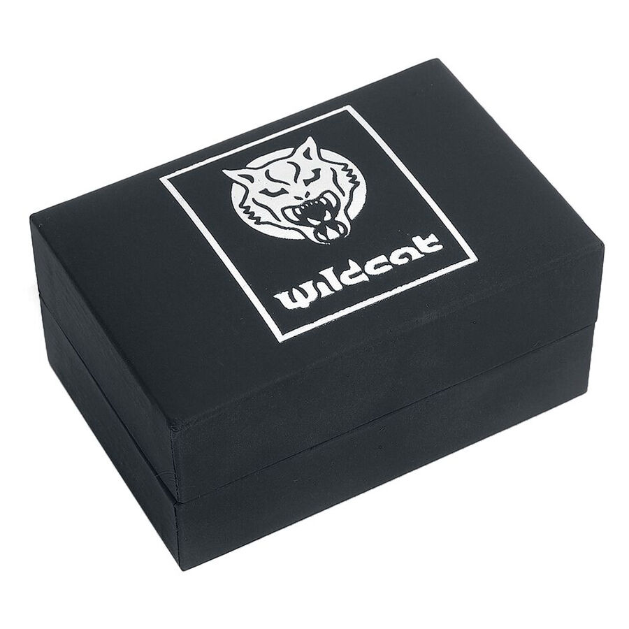 Boîte à bijoux Wildcat noire avec logo Boîte à bijoux rectangulaire noire avec logo Wildcat blanc sur le couvercle