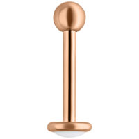 Labret en titane rosé 7,0 mm de long Labret en titane rosé avec filetage externe, 7,0 mm de long, sur fond blanc