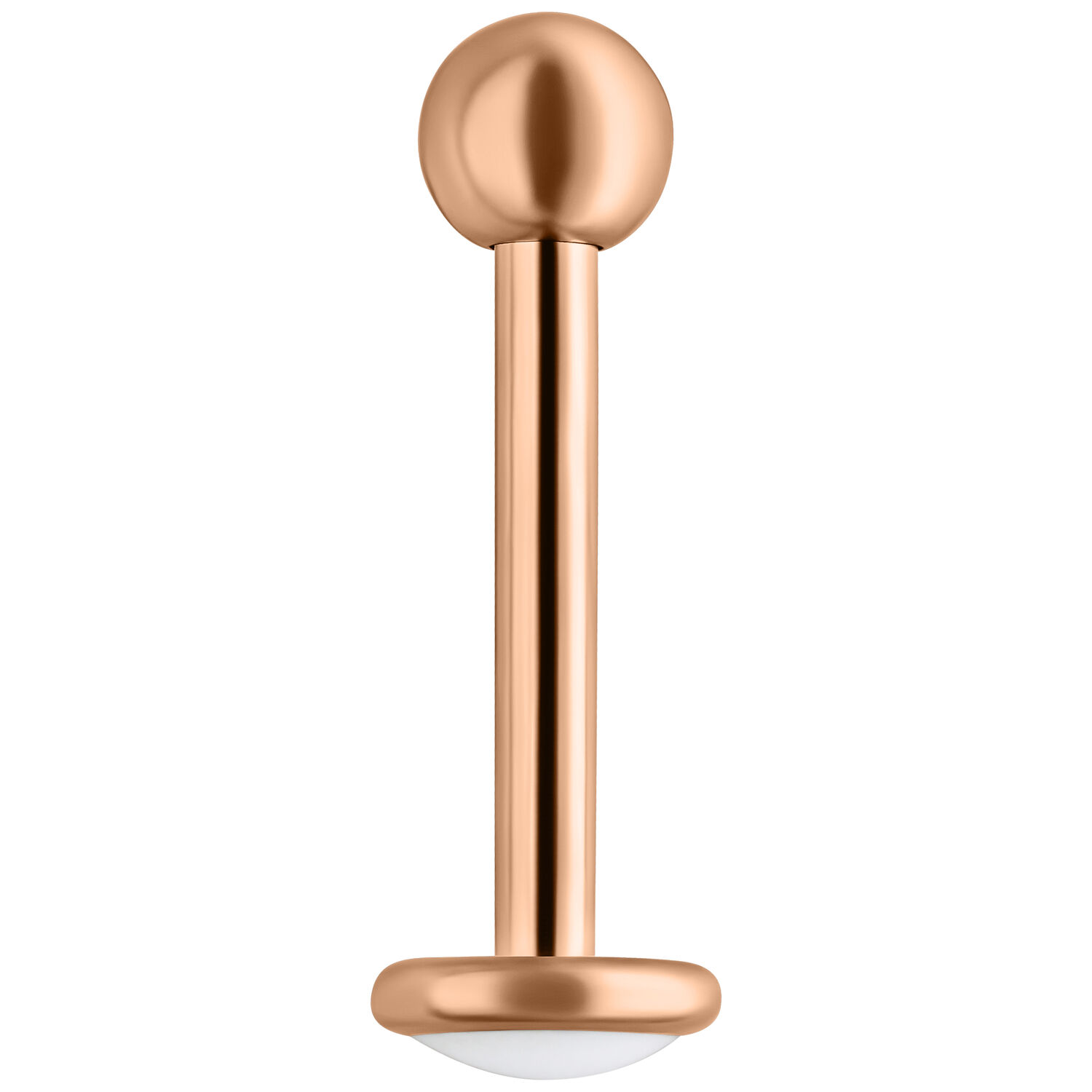 Labret en titane rosé 7,0 mm de long Labret en titane rosé avec filetage externe, 7,0 mm de long, sur fond blanc