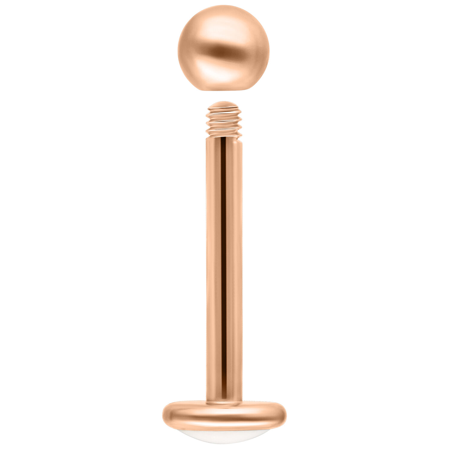 Labret en titane rosé 7,0 mm - Filetage externe Piercing labret en titane rosé avec filetage externe, longueur 7,0 mm