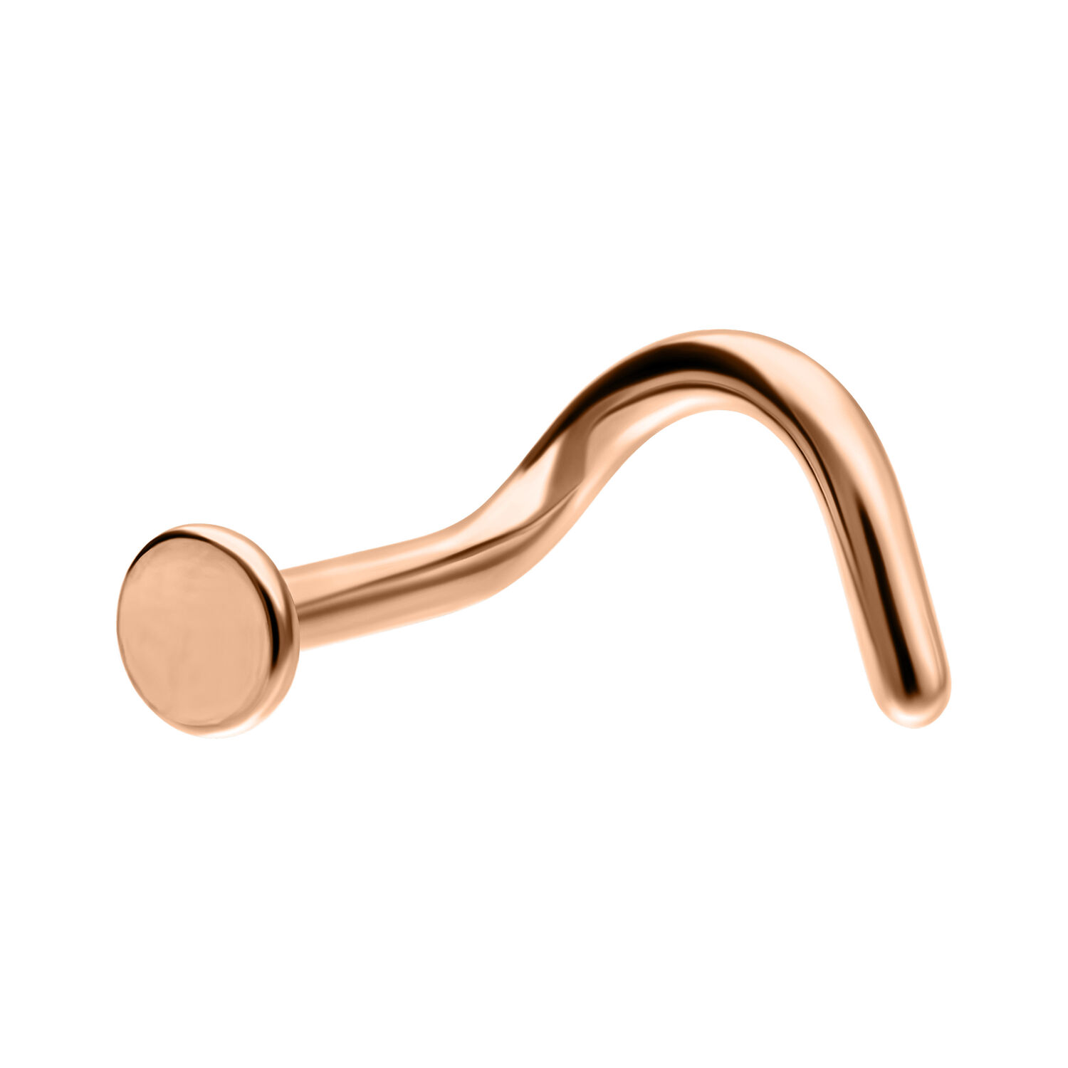 Clou de Nez en Titane Rosé 1,0 mm Fin clou de nez en titane rosé avec disque rond sur fond blanc