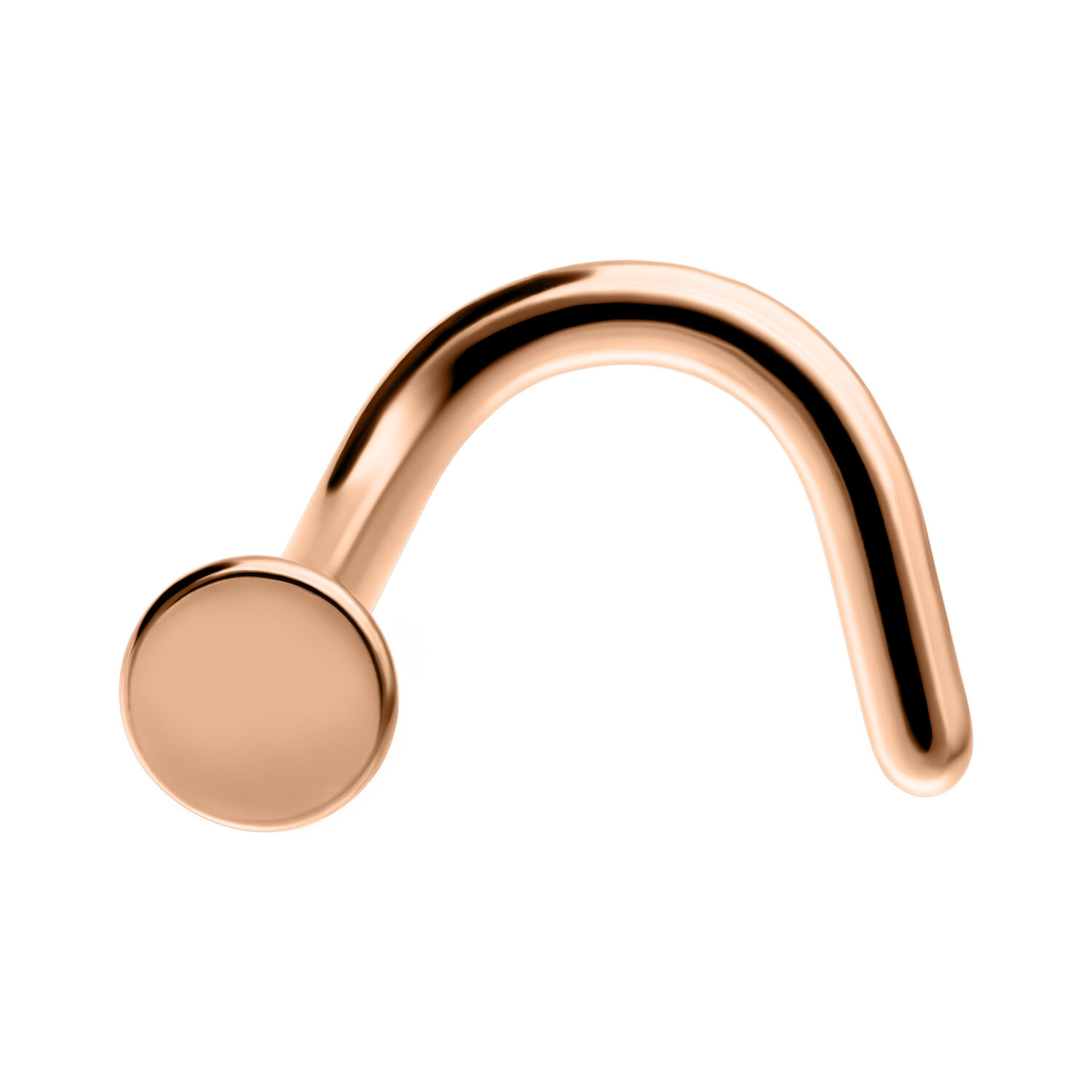 Clou de nez en titane rose doré Clou de nez en titane rose doré avec tête ronde sur fond blanc