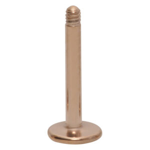 Labret en or rose avec filetage externe sur fond blanc