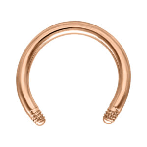 Barbell circulaire en titane rose doré sur fond blanc