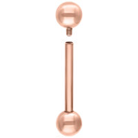 Micro Barbell en Titane Rosé 1,2 mm Micro Barbell rosé avec deux boules, une amovible, sur fond blanc