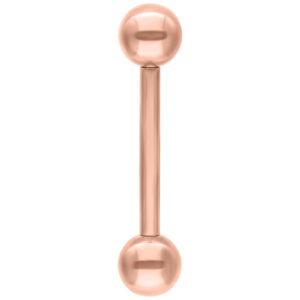 Micro-barbell en titane rosé avec des boules lisses sur fond blanc