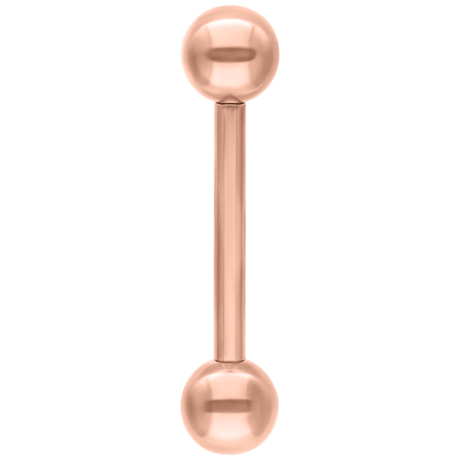 Micro Barbell en Titane Rosé Micro-barbell en titane rosé avec des boules lisses sur fond blanc