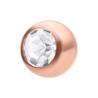 Embout en titane rose avec cristal clair sur fond blanc