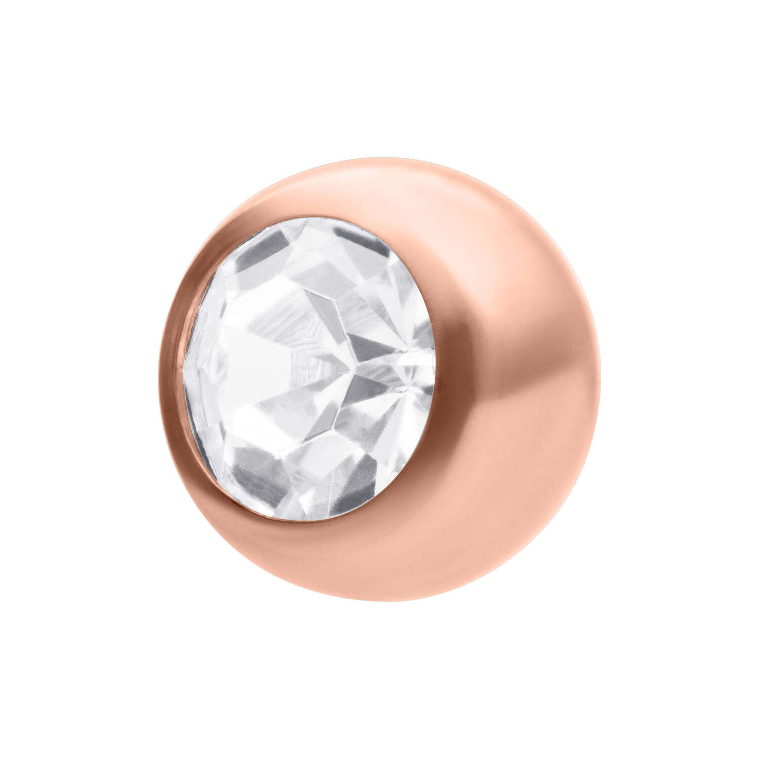 Embout en titane rose avec cristal clair sur fond blanc
