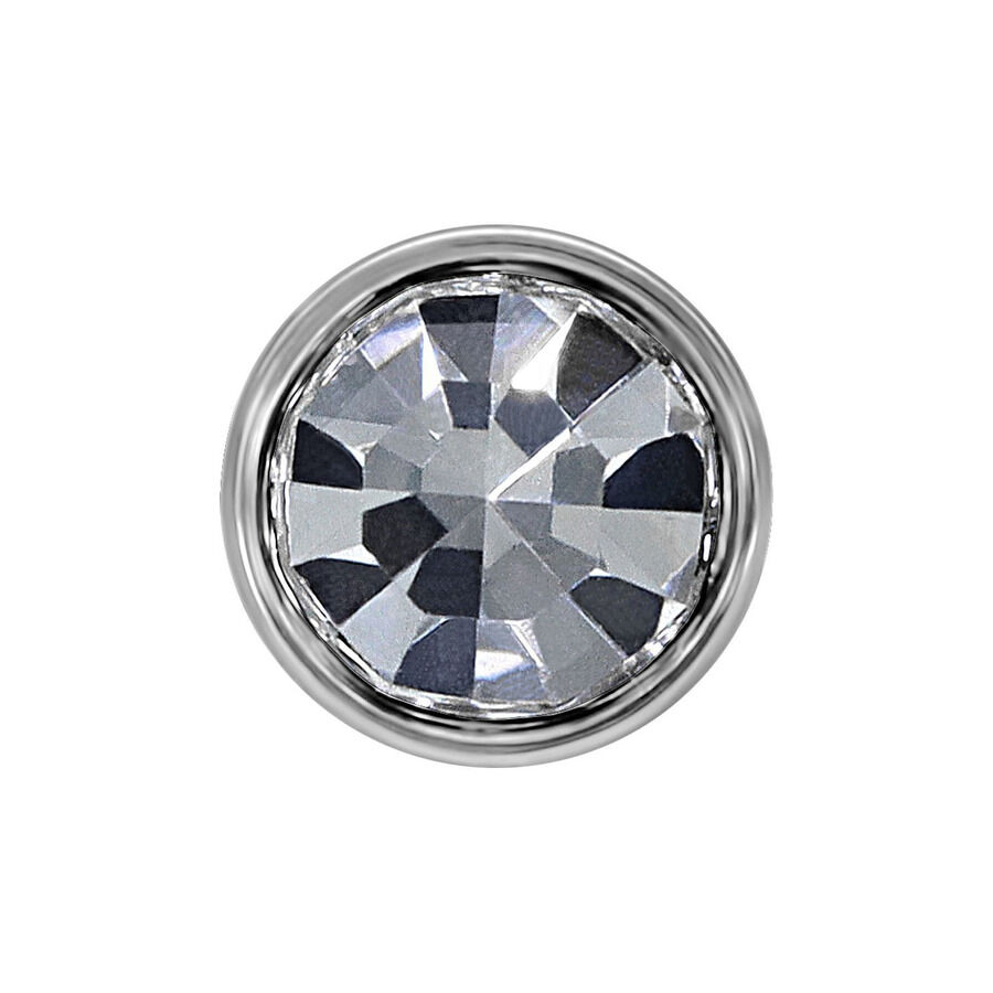 Triple piercing cristal tête en titane Embout en titane argenté avec pierre cristalline sur fond blanc