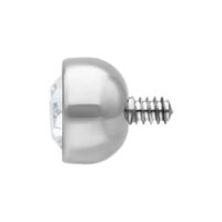 Embout de piercing en titane argenté avec cristal Embout de piercing en titane argenté avec cristal clair sur fond blanc