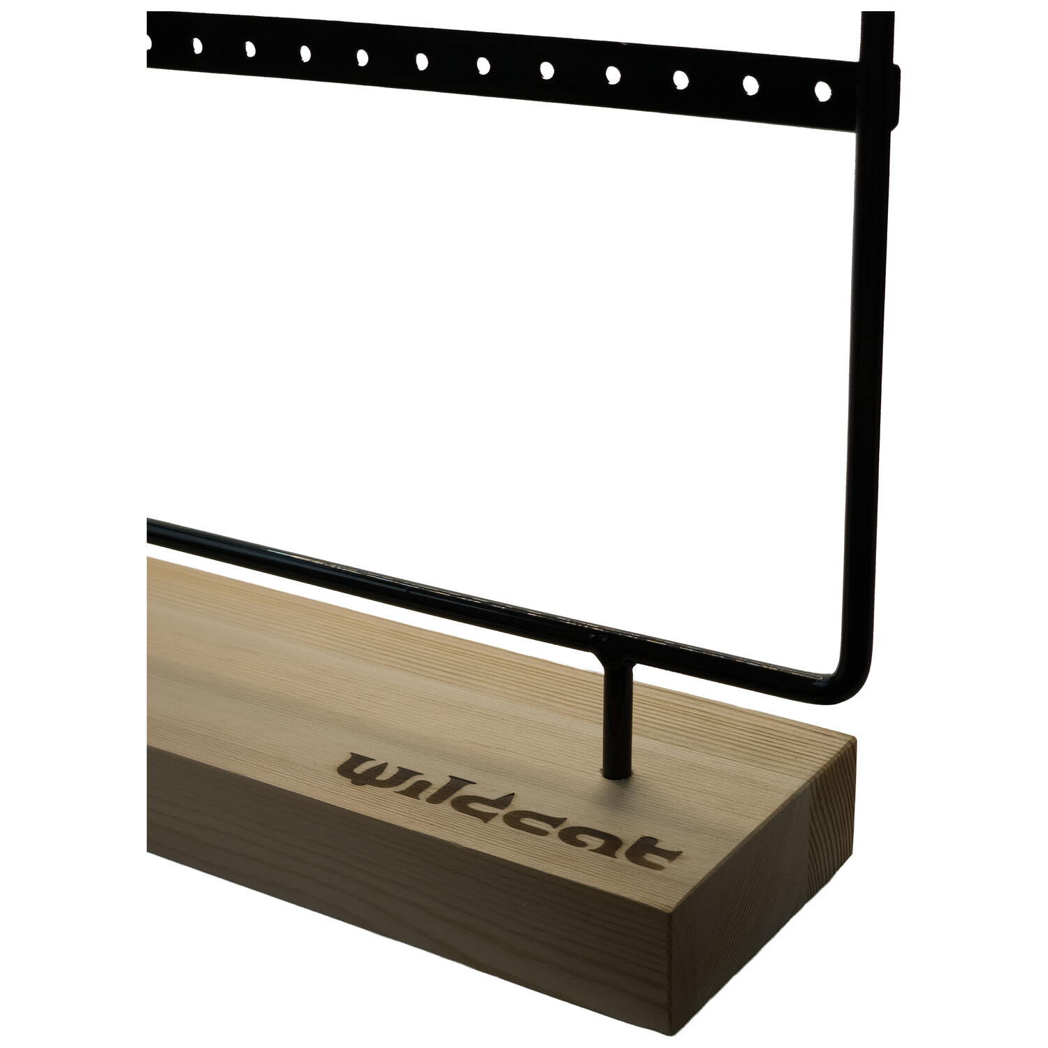 Présentoir noir pour hoops de Wildcat Présentoir noir pour hoops Wildcat en métal avec base en bois