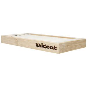 Présentoir à bagues noir rectangulaire en bois avec logo Wildcat
