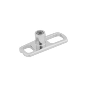 Ancre dermique argentée en titane, 2 mm de hauteur, sur fond blanc