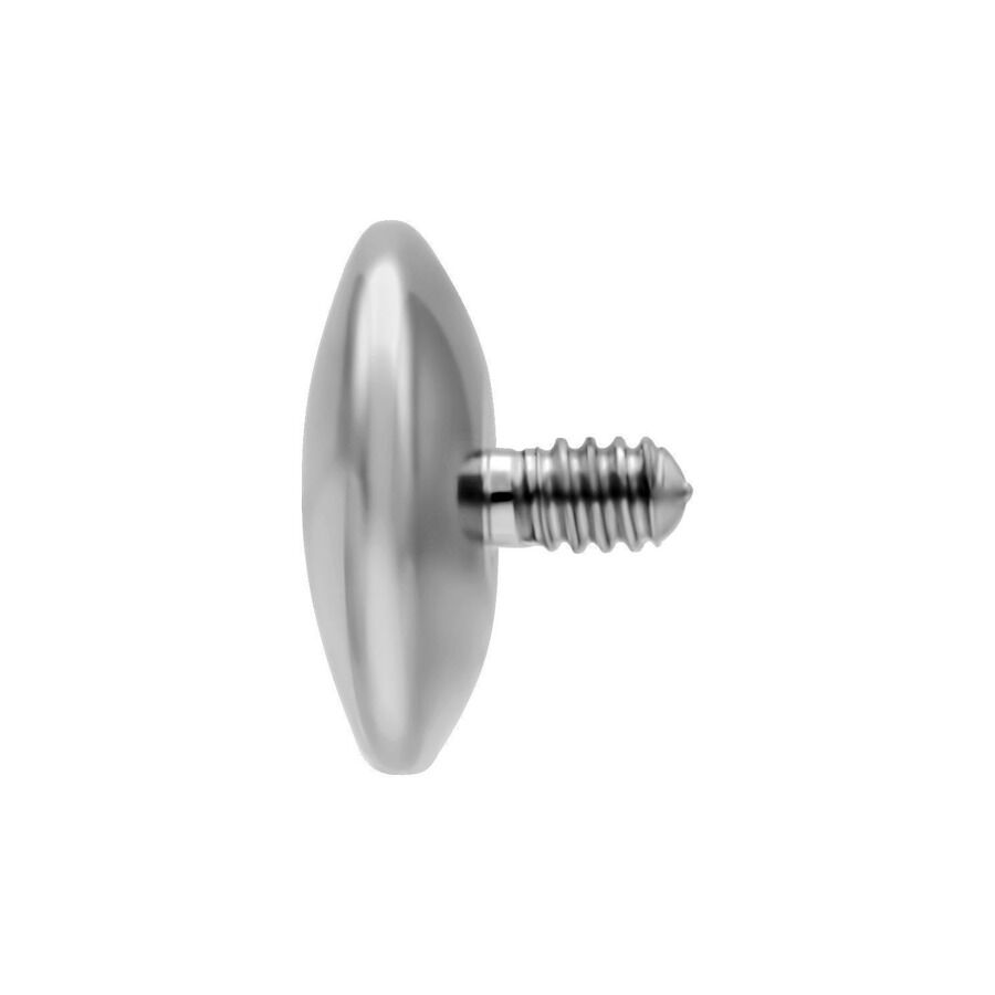 Triple Piercing Disc en titane, argent Disc de piercing en titane argenté avec filetage externe sur fond blanc