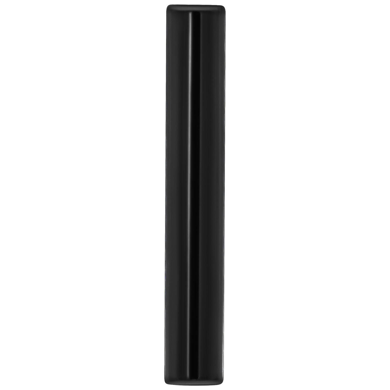 Barre en titane noire 12 mm filetage interne Barre en titane noire, longue et cylindrique avec une surface lisse sur fond blanc