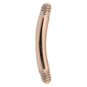 Barre de piercing courbée en acier chirurgical rose doré, isolée sur fond blanc