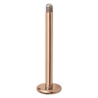 Micro Labret en titane rose doré Labret en titane rose doré avec filetage externe sur fond blanc