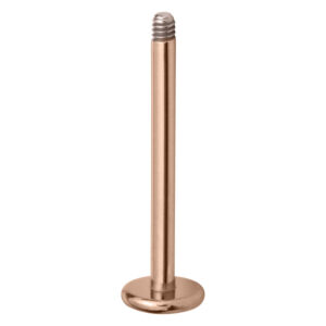 Labret en titane rose doré avec filetage externe sur fond blanc