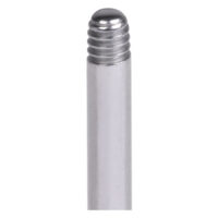 Labret en titane argenté sans boule 1,2 mm Micro labret en titane argenté avec filetage extérieur sur fond blanc