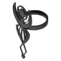 Anneau Wicca Sacré Noir 18mm Anneau Wicca Sacré Noir en acier chirurgical avec design filigrane, taille 18mm
