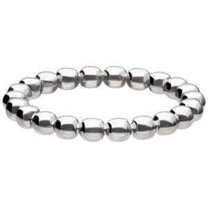 Bague Bubble argentée en acier chirurgical brillant sur fond blanc