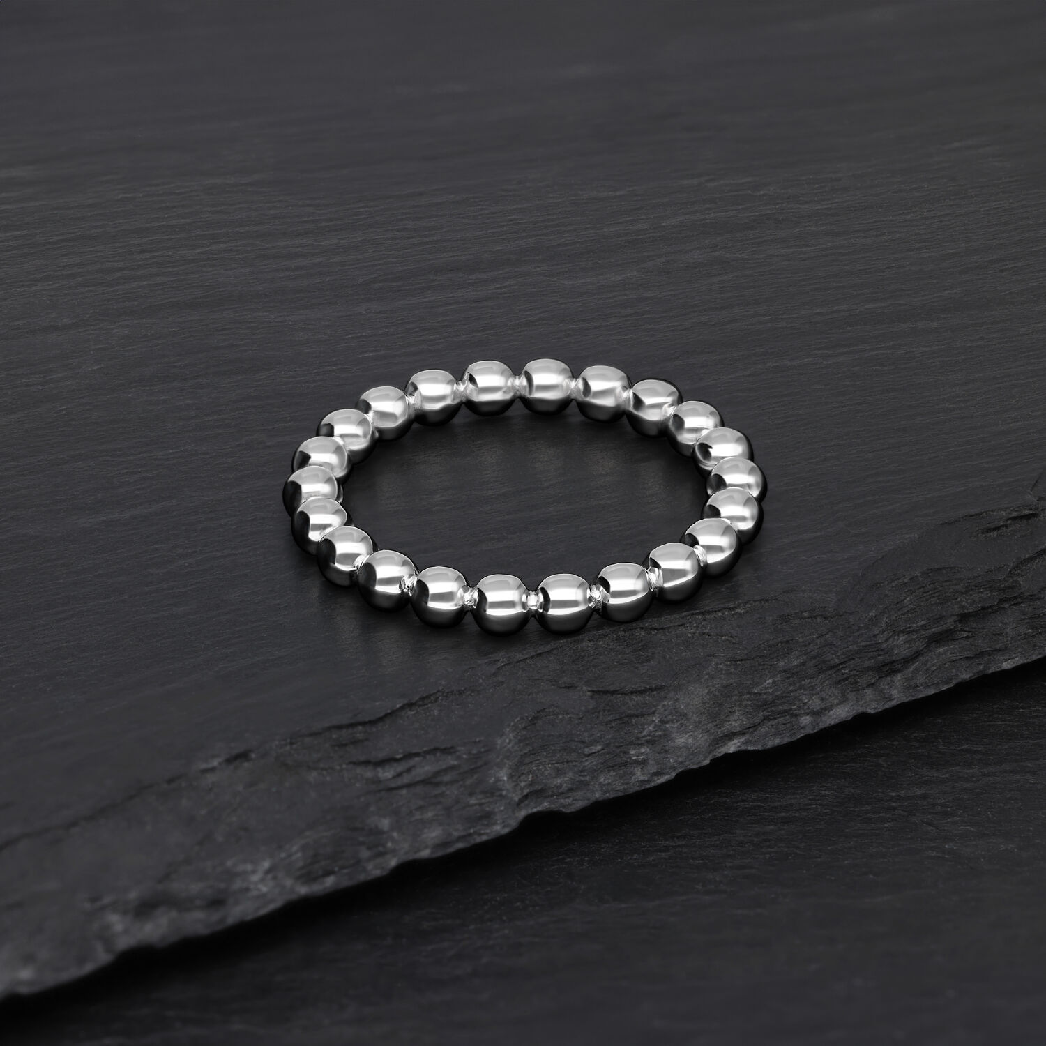 Bague Bubble Argentée 18,0 mm Bague Bubble argentée en acier chirurgical sur fond noir