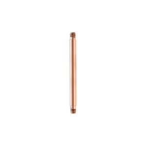 Piercing en titane or rose avec filetage externe sur fond blanc