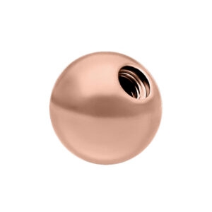 Boule filetée en titane rose doré sur fond blanc