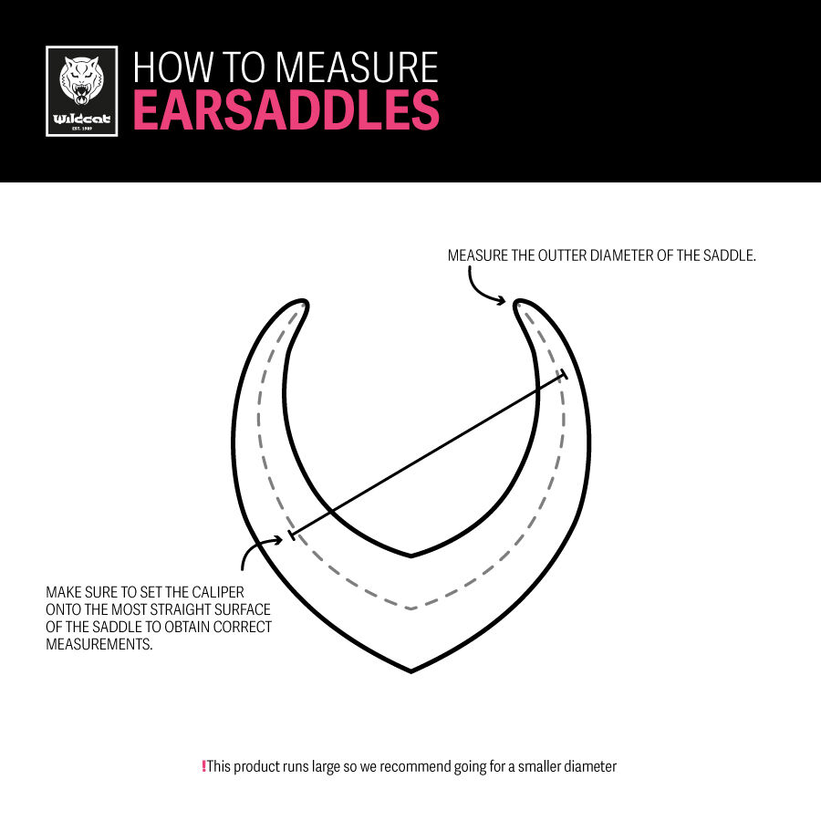 Diagramme pour mesurer le diamètre extérieur des Earsaddles sur fond blanc