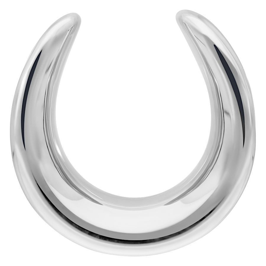 Selle d'oreille argentée en acier chirurgical, taille 30mm, sur fond blanc