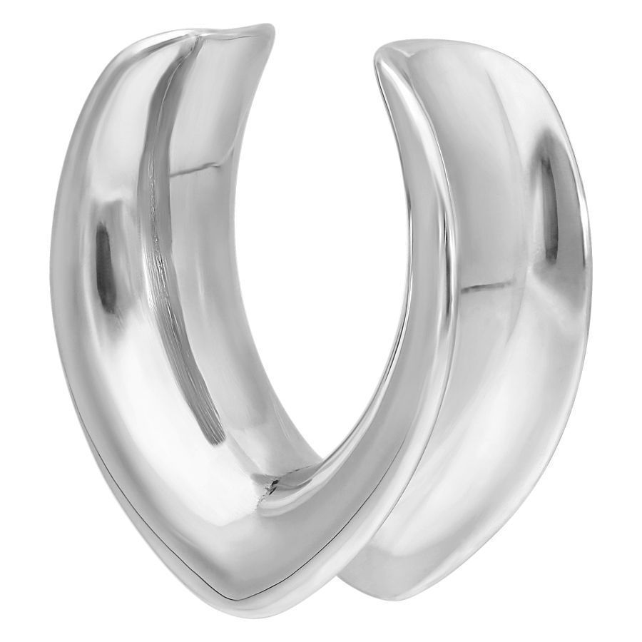 Saddles d'oreille ovales en argent, Steel Basicline Deux saddles d'oreille ovales en argent brillant en acier chirurgical 316L