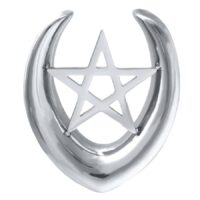 Selle d'oreille argentée avec motif pentagramme, taille 6,0 mm