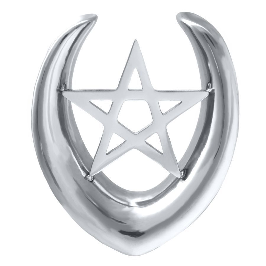 Selle d'oreille argentée avec motif pentagramme, taille 6,0 mm