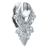 Selle d'oreille baroque en argent Selle d'oreille en argent avec design baroque sur fond blanc