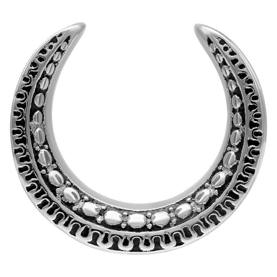 Ear Saddles Maori 8,0 mm Argent Ear Saddles Maori argentés de 8,0 mm sur fond blanc
