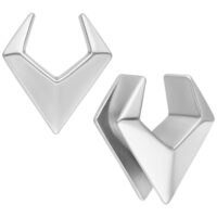 Ear Saddles flèche en argent 6 mm Deux Ear Saddles flèche en argent en acier chirurgical 316L sur fond blanc