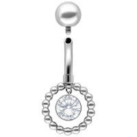 Banane en Argent 10mm Piercing Cristal Clair Piercing nombril argenté avec pierre cristal clair et boule