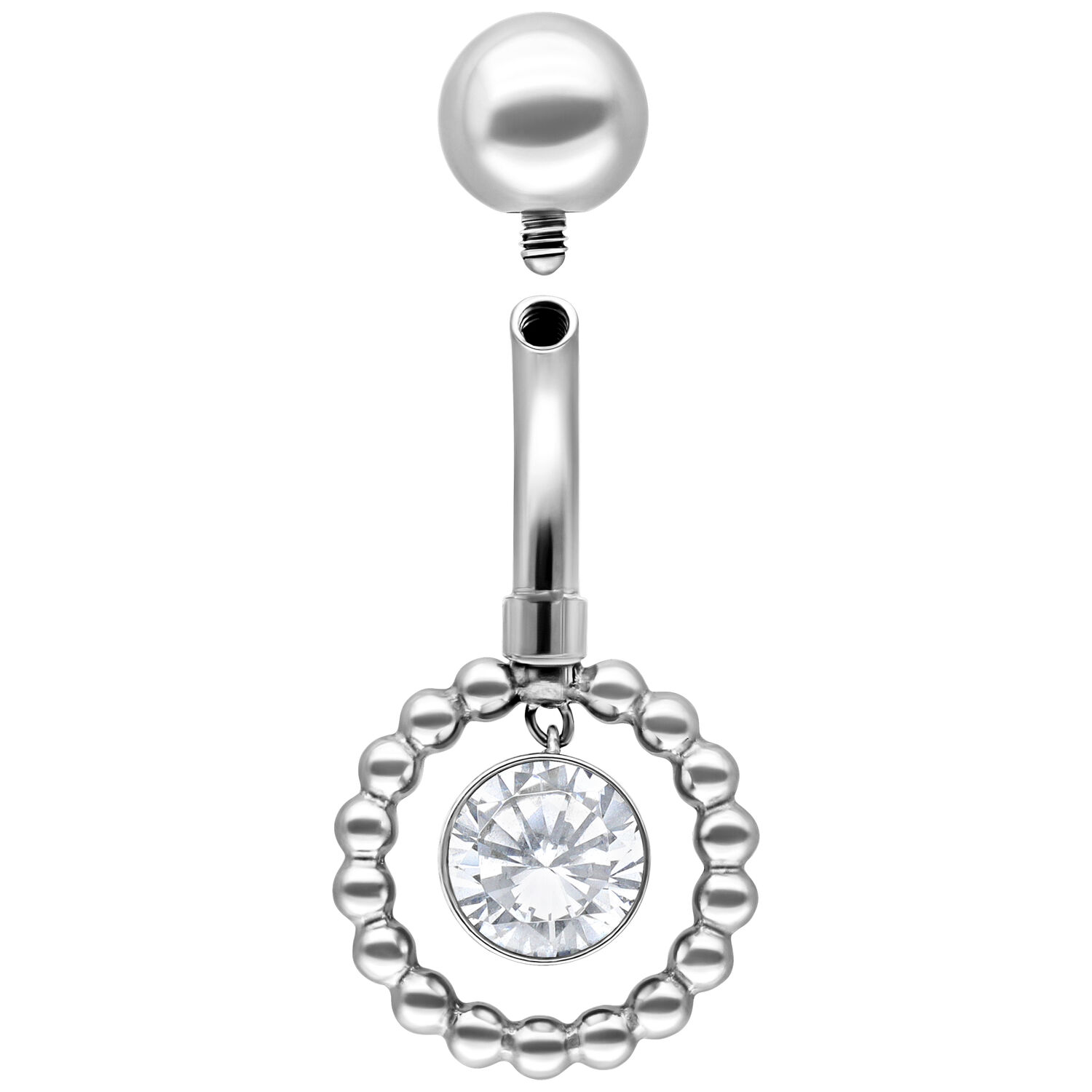 Banane en Argent 10mm Piercing Cristal Clair Piercing nombril argenté avec pierre cristal clair et boule