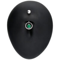 Bubble Circle Bananabel en vert émeraude Piercing de nombril en argent avec cristal vert émeraude sur fond noir