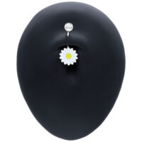 Daisy Micro Bananabell en argent avec cristal Micro Bananabell en argent avec pendentif marguerite et cristal sur présentoir noir