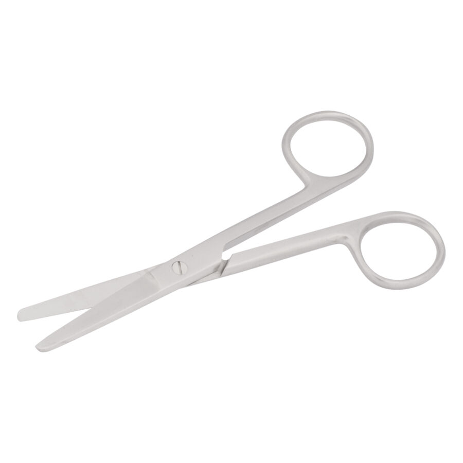 Ciseaux en acier inoxydable pour piercings Ciseaux argentés en acier inoxydable sur fond blanc
