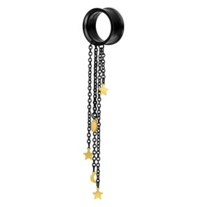 Tunnel noir avec pendentifs dorés en forme d'étoile et de lune