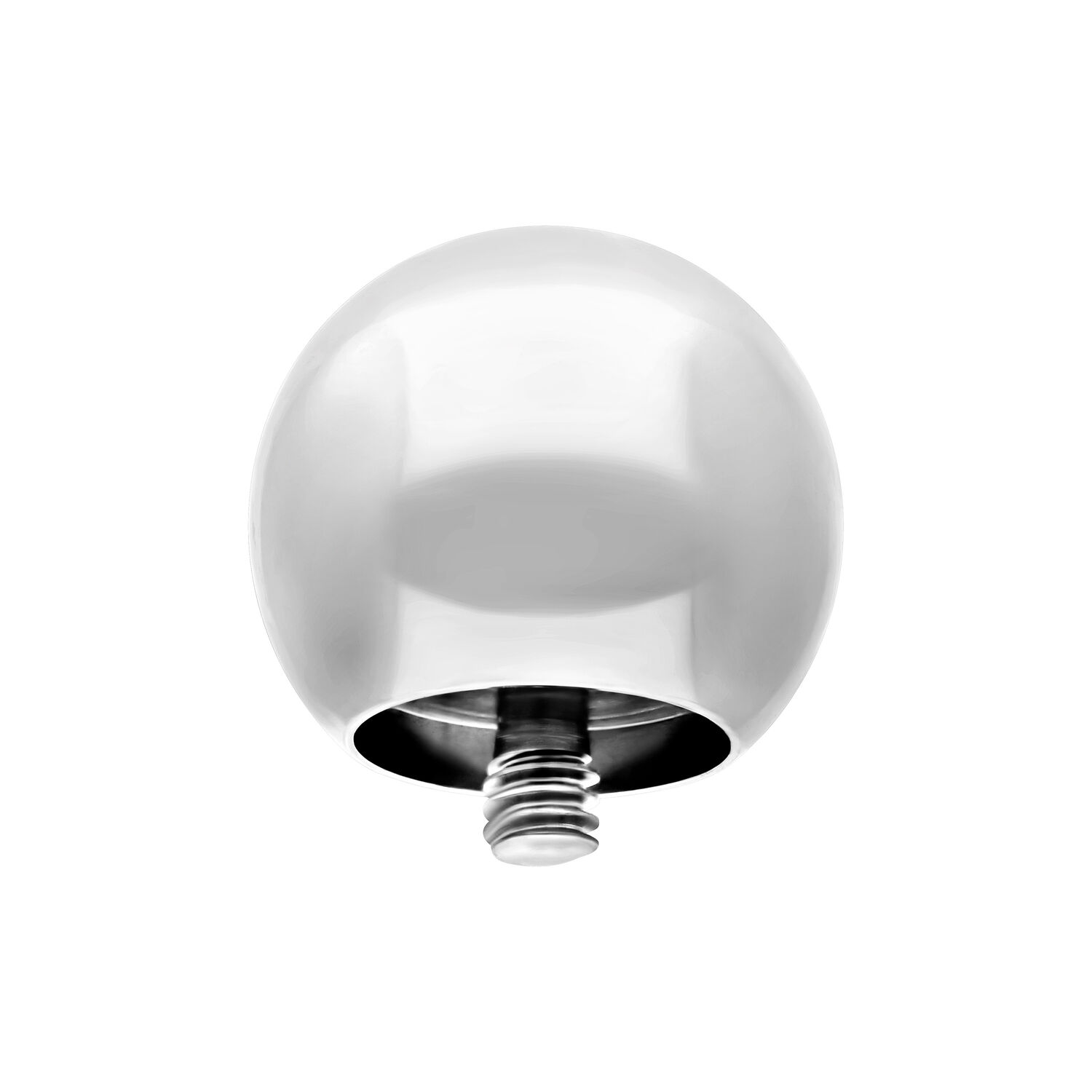 Boule de rechange en argent pour piercings Boule de rechange en argent en acier chirurgical avec filetage externe sur fond blanc