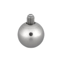 Boule de rechange en titane pour piercing Boule en titane argentée avec filetage externe sur fond gris